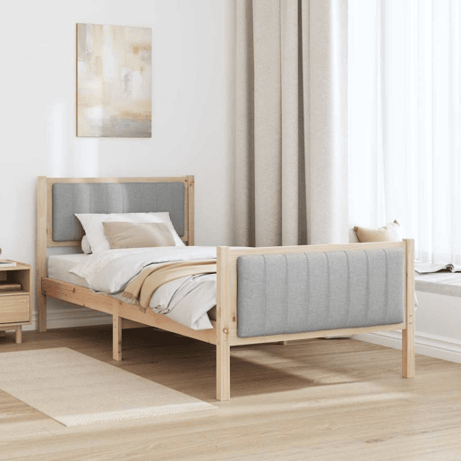 Estrutura de cama de solteiro simple - Marrom e cinza claro 90 x 200 cm