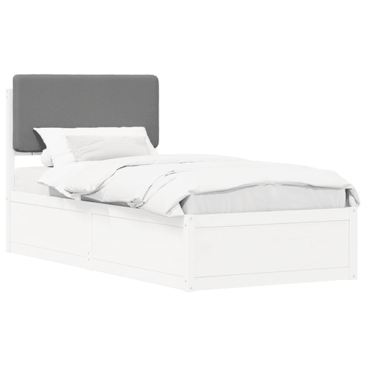 Estrutura de cama de solteiro simple com Cabeceira Estofada Cinzento-claro