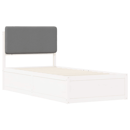 Estrutura de cama de solteiro simple com Cabeceira Estofada Cinzento-claro