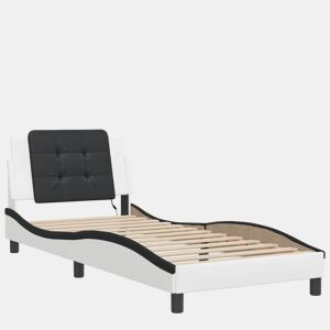 Estrutura de cama de solteiro para adultos com LED Zadar 90x190 cm brancopreto