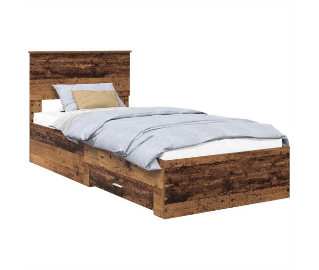 Estructura de cama individual para adultos con cabecera - madera vieja 90 x 190 cm