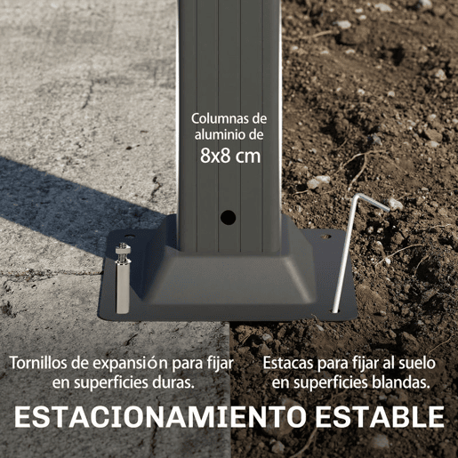 Outsunny Pérgola de Jardim 3x3,8 m Pérgola com Toldo Corrediço Ajustável a 90° Manivela Estrutura de Alumínio e Aço Proteção UPF50+ para Exterior Terraço Bege