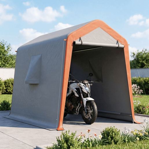 Outsunny Tenda Garagem Portátil 2,4x1,8 m Abrigo Exterior para Carro Impermeável com Porta Zipada e Enrolável Janelas Estrutura de Metal Galvanizado UPF30+,Cinzento Claro