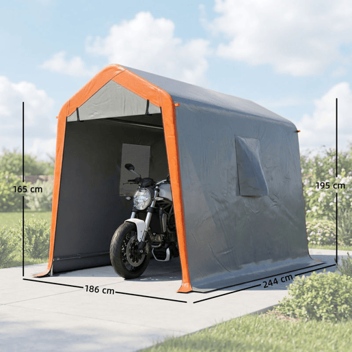 Outsunny Tenda Garagem Portátil 2,4x1,8 m Abrigo Exterior para Carro Impermeável com Porta Zipada e Enrolável Janelas Estrutura de Metal Galvanizado UPF30+,Cinzento Claro