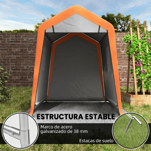 Outsunny Tenda Garagem Portátil 2,4x1,8 m Abrigo Exterior para Carro Impermeável com Porta Zipada e Enrolável Janelas Estrutura de Metal Galvanizado UPF30+,Cinzento Claro