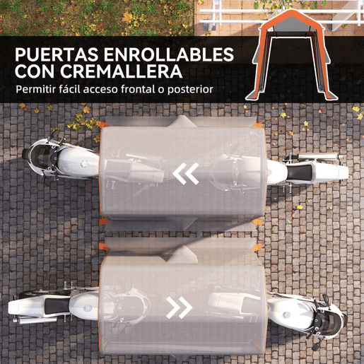 Outsunny Tenda Garagem Portátil 2,4x1,8 m Abrigo Exterior para Carro Impermeável com Porta Zipada e Enrolável Janelas Estrutura de Metal Galvanizado UPF30+,Cinzento Claro