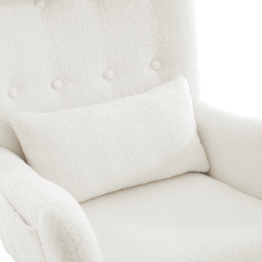 Cadeira de balanço com apoio para os pés - Design moderno, com braços, tecido de veludo, até 100 kg - Branco