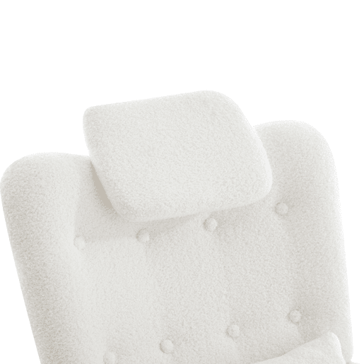 Cadeira de balanço com apoio para os pés - Design moderno, com braços, tecido de veludo, até 100 kg - Branco