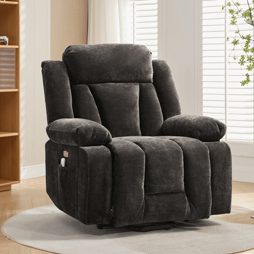 Cadeirão relax elétrica elevável de tecido,castanho