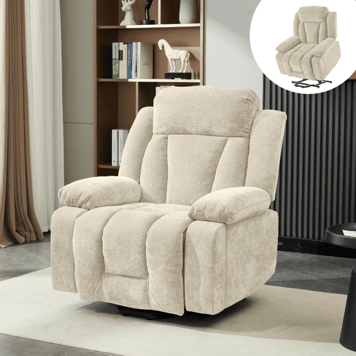 Cadeirão relax elétrica elevável de tecido,bege Cadeirão relax elétrica elevável de tecido,bege