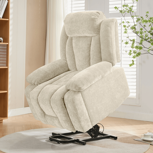 Cadeirão relax elétrica elevável de tecido,bege Cadeirão relax elétrica elevável de tecido,bege