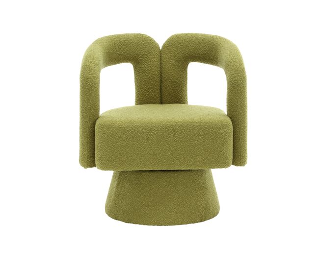 Sillón giratorio 360 grados - silla redonda con cojín ancho - color verde oliva
