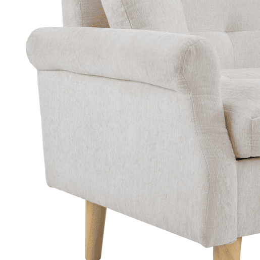 Sofá de 2 lugares estofado em chenille - 162x74x77 cm - Bege