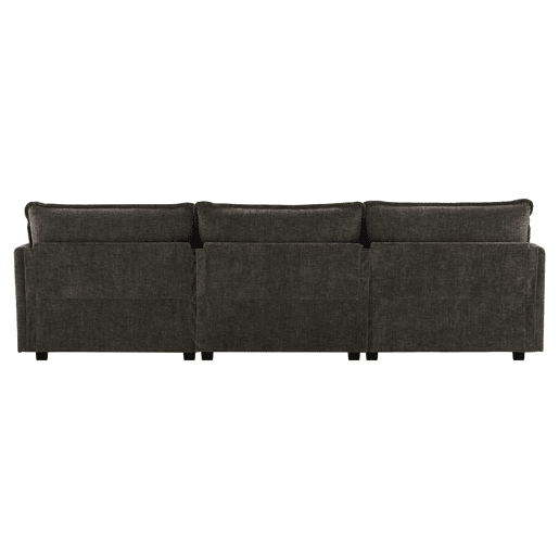 Sofá de canto de 3 lugares em chenille com apoio modular para os pés - Cinzento