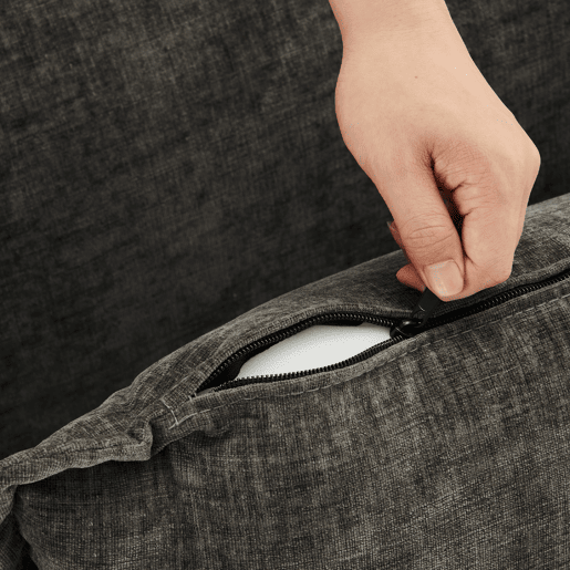 Sofá de canto de 3 lugares em chenille com apoio modular para os pés - Cinzento