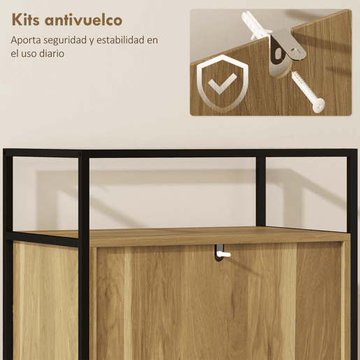 HOMCOM Cómoda com 4 Gavetas, com Superfície de Vidro Transparente e Prateleira Aberta, Cómoda para Quarto, Estrutura de Aço, Gaveteiro para Sala de Estar, Escritório, 60x40x94,5 cm, Teca