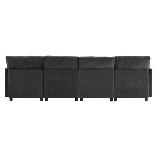 Sofá modular de 6 lugares - em forma de L e U, com apoio para os pés removível - Cinza