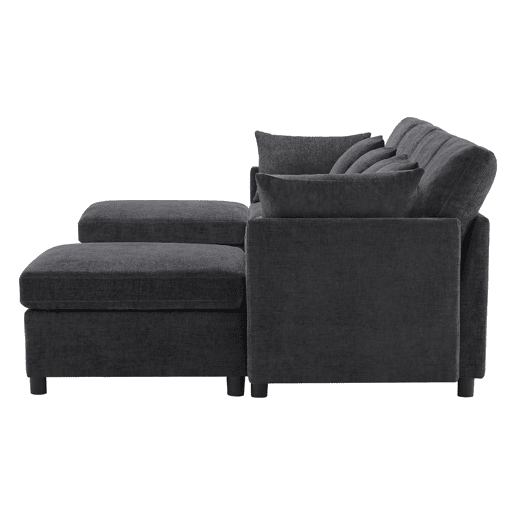 Sofá modular de 6 lugares - em forma de L e U, com apoio para os pés removível - Cinza