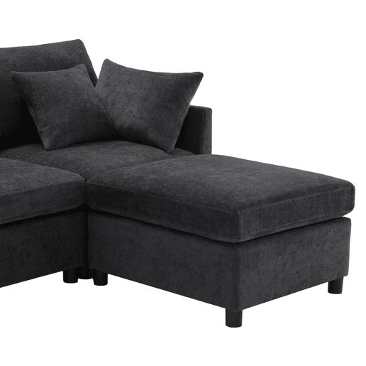 Sofá modular de 6 lugares - em forma de L e U, com apoio para os pés removível - Cinza