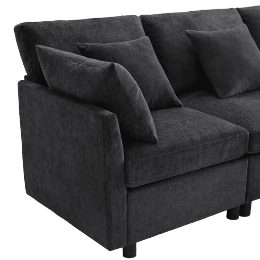 Sofá modular de 6 lugares - em forma de L e U, com apoio para os pés removível - Cinza