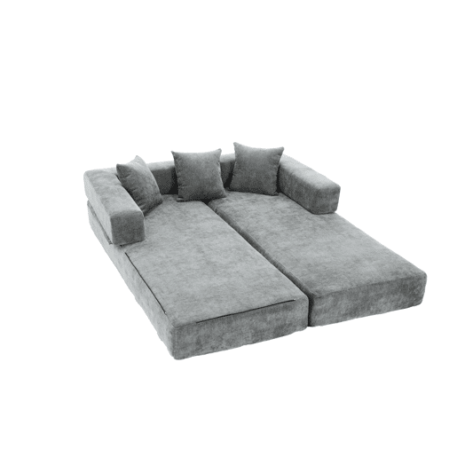 Sofá modular de 2 lugares - chenille, supermacio, com bolsos laterais - cinza escuro Sofá modular de 2 lugares - chenille, supermacio, com bolsos laterais - cinza escuro