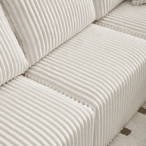 Sofá modular de 3 lugares - com chaise longue, 5 almofadas, bolsos laterais - Bege