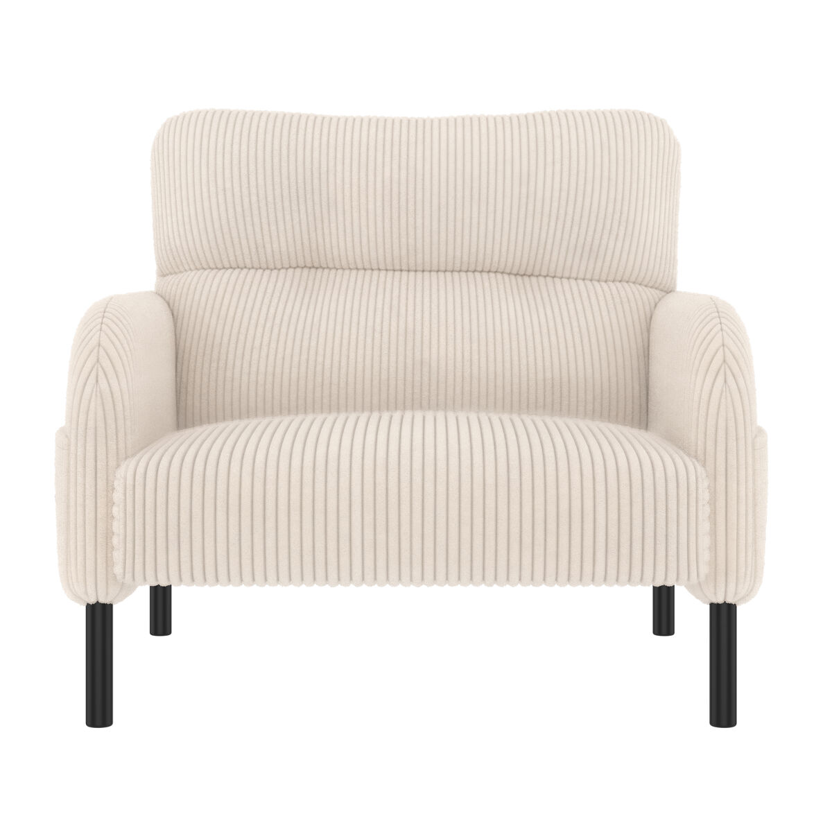 Sillón 1 plaza - samtstoff, bequeme sitztiefe, armlehnen mit seitentaschen - beige