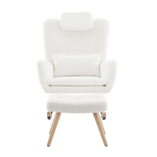 Cadeira de balanço de tecido com apoio para os pés,branco