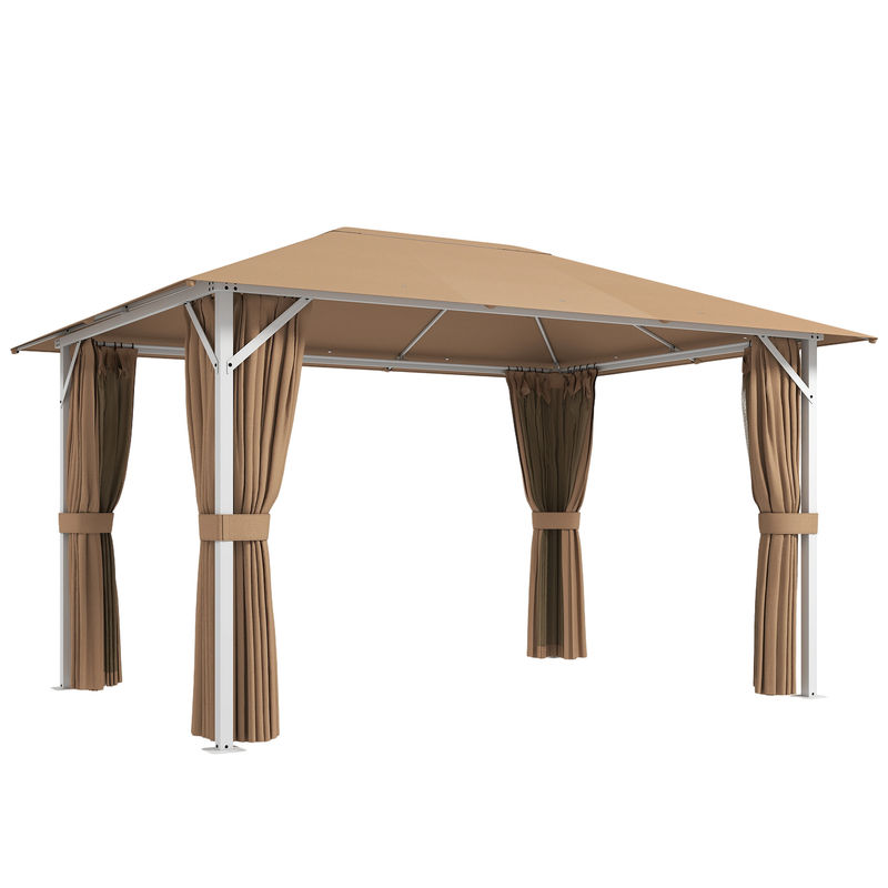 Outsunny cenador para jardín 3x4 m, pabellón de jardín gazebo con techo ventilado, 4 paredes laterales y 4 mosquiteras, upf50+, estructura de metal, carpa para exterior, terraza, patio, caqui