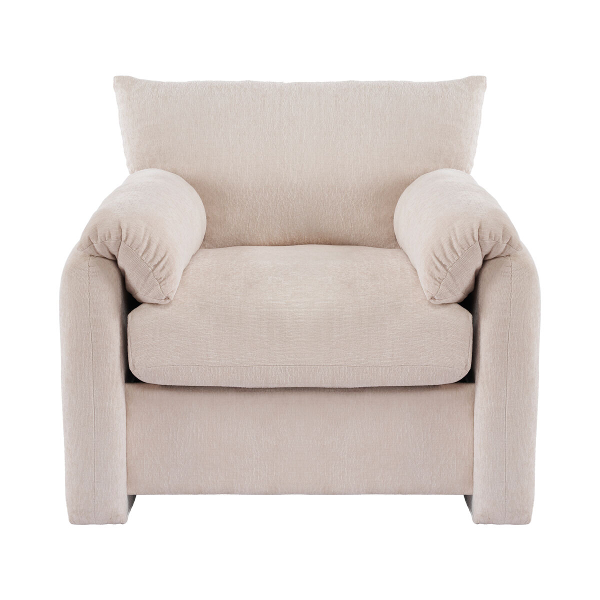 Sillón individual grande - diseño moderno, tela chenille, decorativo, para sala de estar y dormitorio - beige