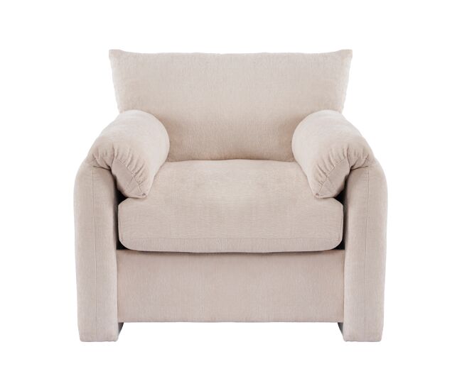 Sillón individual grande - diseño moderno, tela chenille, decorativo, para sala de estar y dormitorio - beige