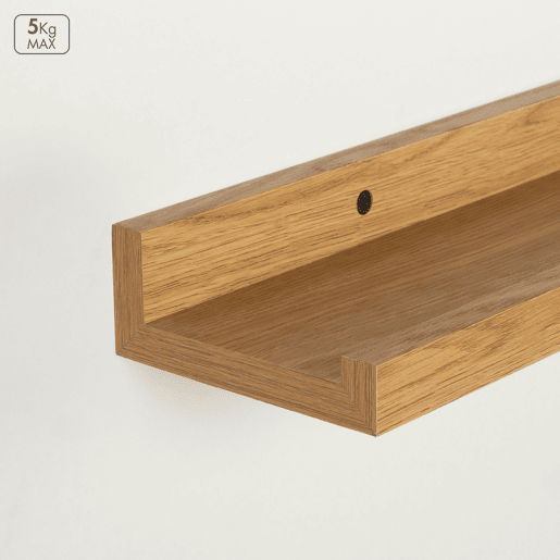 Max Home Conjunto 2 Prateleira de parede em madeira com rebordo 80x10x4 cm