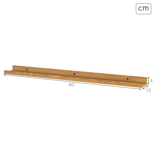 Max Home Conjunto 2 Prateleira de parede em madeira com rebordo 80x10x4 cm