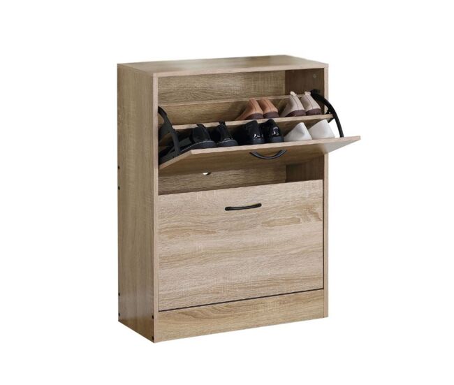 Zapatero titan 2 puertas abatibles 12 pares natural 81x60x24 cm