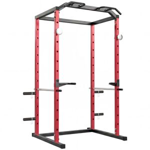 SPORTNOW Jaula de Potência Musculação, Rack para Agachamentos com Barra de Elevações, Estação de Paralelas Ajustável em Altura, Suporte de Barra Regulável, para Casa Ginásio, Carga 460 kg