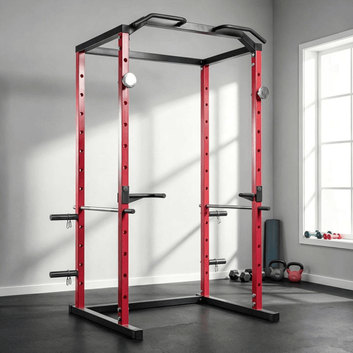 SPORTNOW Jaula de Potência Musculação, Rack para Agachamentos com Barra de Elevações, Estação de Paralelas Ajustável em Altura, Suporte de Barra Regulável, para Casa Ginásio, Carga 460 kg
