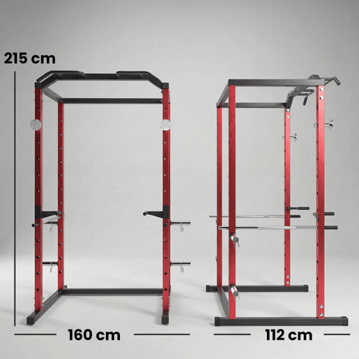 SPORTNOW Jaula de Potência Musculação, Rack para Agachamentos com Barra de Elevações, Estação de Paralelas Ajustável em Altura, Suporte de Barra Regulável, para Casa Ginásio, Carga 460 kg