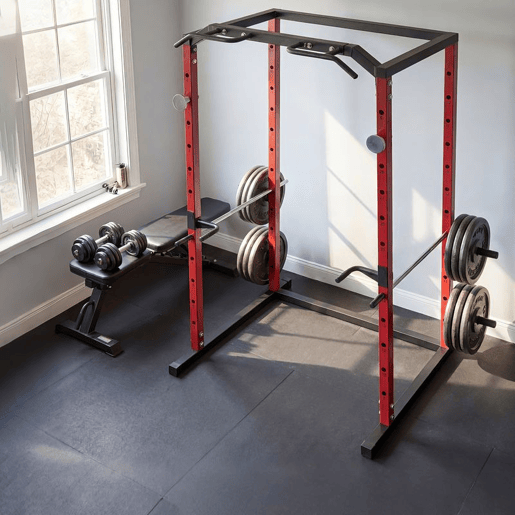 SPORTNOW Jaula de Potência Musculação, Rack para Agachamentos com Barra de Elevações, Estação de Paralelas Ajustável em Altura, Suporte de Barra Regulável, para Casa Ginásio, Carga 460 kg