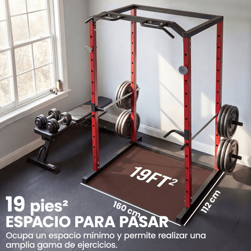 SPORTNOW Jaula de Potência Musculação, Rack para Agachamentos com Barra de Elevações, Estação de Paralelas Ajustável em Altura, Suporte de Barra Regulável, para Casa Ginásio, Carga 460 kg