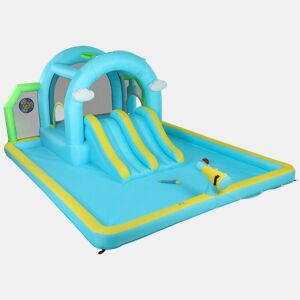AIYAPLAY Castelo Insuflável Grande Aquático 7 em 1 com Soprador 450W Insuflável para Crianças com Escorrega SecoÁgua, Trampolim, Piscina, Cesta, Coluna de Boxe ExteriorInterior 3-8 Anos 426x360x198 cm
