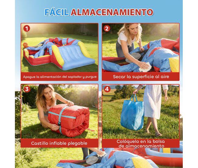 WELLFUNTIME - Casa inflable con soplador, castillo de salto 7 en 1 con tobogán, pozo de bola WELLFUNTIME - Casa inflable con soplador, castillo de salto 7 en 1 con tobogán, pozo de bola