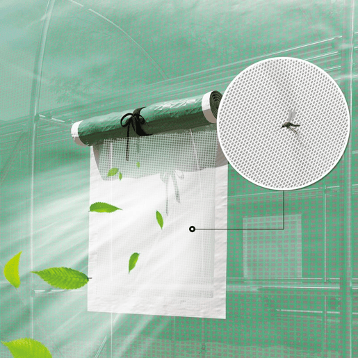 Outsunny Estufa de Exterior 2,8x2x1,9 m com Prateleiras Estufa Túnel com Porta Enrolável 6 Janelas de Rede, Cobertura PE e Estrutura em Aço Galvanizado Anti-UV, Impermeável Verde