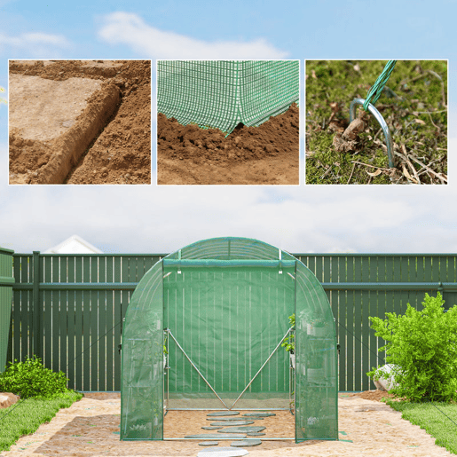 Outsunny Estufa de Exterior 2,8x2x1,9 m com Prateleiras Estufa Túnel com Porta Enrolável 6 Janelas de Rede, Cobertura PE e Estrutura em Aço Galvanizado Anti-UV, Impermeável Verde
