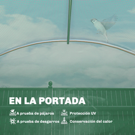 Outsunny Estufa de Exterior 2,8x2x1,9 m com Prateleiras Estufa Túnel com Porta Enrolável 6 Janelas de Rede, Cobertura PE e Estrutura em Aço Galvanizado Anti-UV, Impermeável Verde