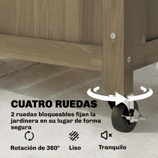 Outsunny Floreira de Madeira com Grade Metálica e Rodas Floreira Exterior Grande para Plantas Trepadeiras Vaso Elevado para Jardim Terraço 72x36x168 cm Carbonizado