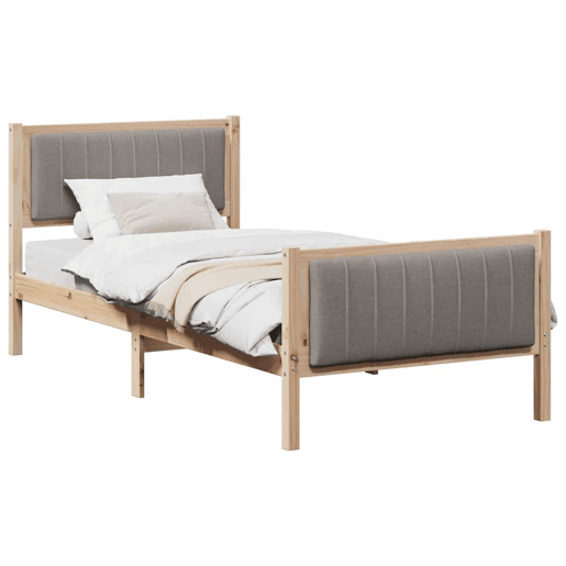 Estrutura de cama de solteiro para adultos com cabeceira Marrom e taupe 90 x 200 cm