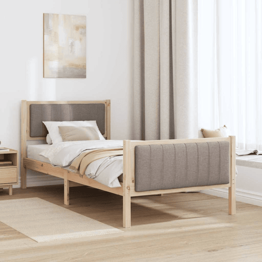 Estrutura de cama de solteiro para adultos com cabeceira Marrom e taupe 90 x 200 cm