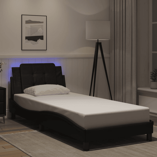 Estrutura de cama de solteiro para adultos com LED Zadar 100x200cm preto