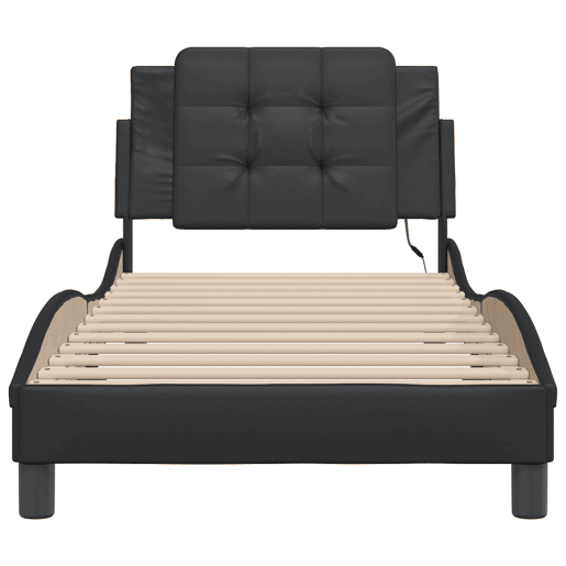 Estrutura de cama de solteiro para adultos com LED Zadar 100x200cm preto