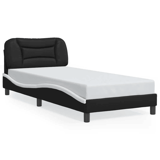 Estrutura de cama de solteiro para adultos com LED 80x200cm pretobranco